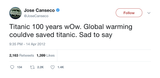 Jose Canseco global warming could have saved Titanic tweet from Tee Tweets