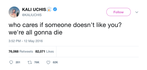 Kali Uchis we're all gonna die anyways tweet from Tee Tweets