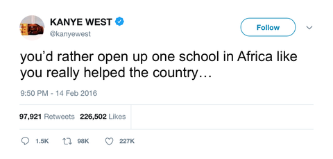 Kanye West Africa is a country tweet from Tee Tweets