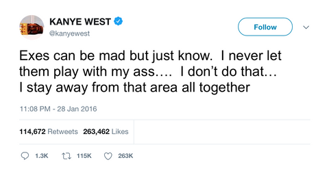 Kanye West responding to Amber Rose fingers in booty tweet from Tee Tweets