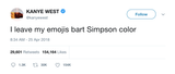 Kanye West keep emojis Bart Simpson color tweet from Tee Tweets