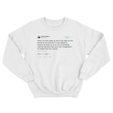Kanye West enjoy your own imagination tweet on a white crewneck sweater from Tee Tweets