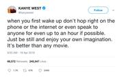 Kanye West enjoy your own imagination tweet from Tee Tweets