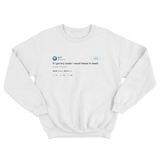 Kanye West if I got any cooler I'd freeze to death tweet on a white crewneck sweater from Tee Tweets