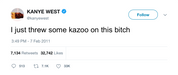 Kanye West threw some kazoo tweet from Tee Tweets