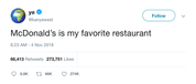 Kanye West McDonald's is my favorite restaurant tweet from Tee Tweets