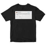 Kanye West my single greatest quality is I care tweet on a black t-shirt from Tee Tweets