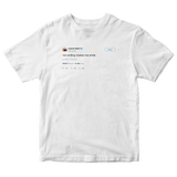 Kanye West not smiling makes me smile tweet on a white t-shirt from Tee Tweets