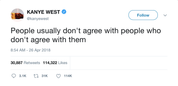Kanye West people don't agree with each other tweet from Tee Tweets
