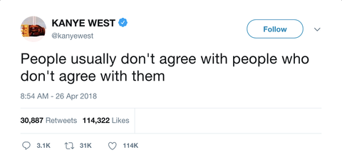 Kanye West people don't agree with each other tweet from Tee Tweets