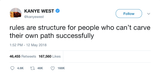 Kanye West rules are structure tweet from Tee Tweets
