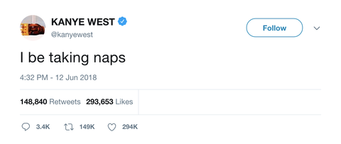 Kanye West I be taking naps tweet from Tee Tweets