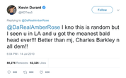 Kevin Durant Amber Rose got the meanest bald head tweet from Tee Tweets