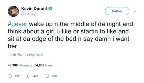 Kevin Durant you ever wake up and think I want her tweet from Tee Tweets