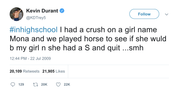 Kevin Durant played HORSE for girl in high school tweet from Tee Tweets