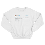 Kevin Durant want to play for OKC for my whole career tweet on a white sweatshirt from Tee Tweets