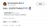 Kim Kardashian retweets Kanye West tweet about getting rid of everything from Tee Tweets