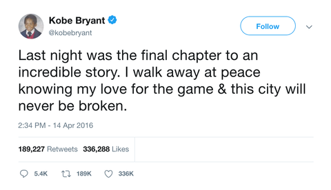 Kobe Bryant the final chapter retirement tweet from Tee Tweets