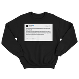 Lady Gaga smashing keyboard random characters tweet on a black crewneck sweater from Tee Tweets