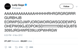 Lady Gaga smashing keyboard random characters tweet from Tee Tweets