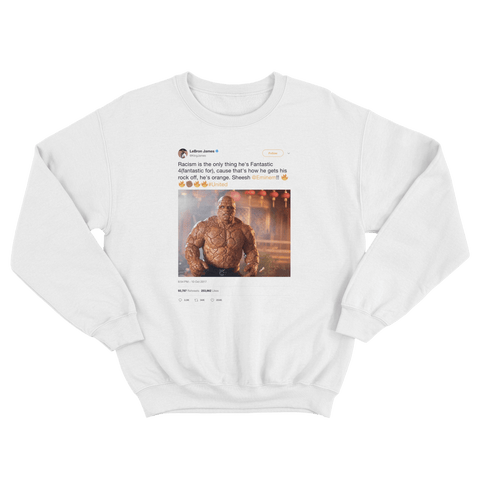 LeBron James Eminem Line in the Sand lyrics tweet on a white crewneck sweater from Tee Tweets