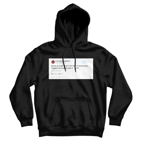 Lil B booty is a gift tweet on a black hoodie from Tee Tweets