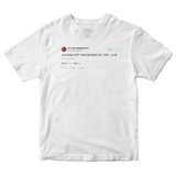 Lil B jacking off ruined my life tweet on a white t-shirt from Tee Tweets