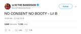 Lil B no consent no booty tweet from Tee Tweets