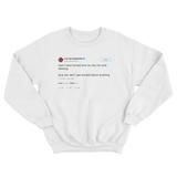 Lil B turned emo tweet on a white crewneck sweater from Tee Tweets