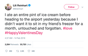 Lili Reinhart ate a pint of ice cream on Valentine's Day tweet from Tee Tweets