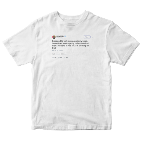 Nicki Minaj respond to text messages in my head tweet on a white t-shirt from Tee Tweets