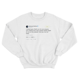 Post Malone can't believe how many wished death but not today tweet white sweater from Tee Tweets