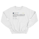 Post Malone campaign promise to stop lighter theft tweet on a white crewneck sweater from Tee Tweets
