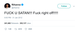 Rihanna fuck off Satan tweet from Tee Tweets