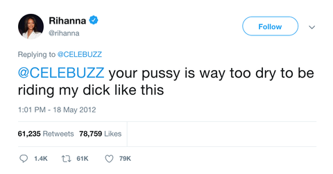 Rihanna your pussy is way too dry tweet from Tee Tweets