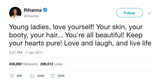 Rihanna young ladies love yourself tweet from Tee Tweets