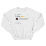 Roger Federer tells John McEnroe ok Johnny relax tweet ona white crewneck sweater from Tee Tweets