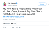 Samantha Bee New Year's resolution to give up alcohol tweet from Tee Tweets