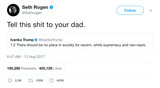 Seth Rogen tells Ivanka to tell Donald Trump tweet from Tee Tweets