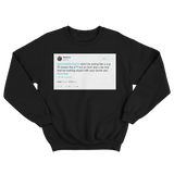 Shaquille O'Neal smacks JaVale McGee bum ass tweet on a black crewneck sweater from Tee Tweets