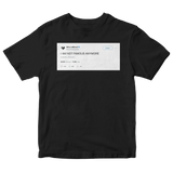 Shia LaBeouf I AM NOT FAMOUS ANYMORE tweet on a black t-shirt from Tee Tweets