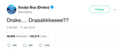 Soulja Boy Drake tweet from Tee Tweets