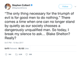 Stephen Colbert Blake Shelton sexiest man alive tweet from Tee Tweets