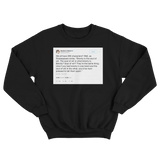 Stephen Colbert brevity is the soul of wit tweet on a black crewneck sweater from Tee Tweets