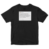 Stephen Colbert brevity is the soul of wit tweet on a black t-shirt from Tee Tweets