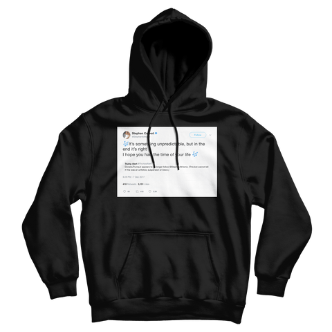 Stephen Colbert I hope you had the time of your life tweet on a black hoodie from Tee Tweets