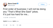Steve Carell that's what she said jokes tweet from Tee Tweets