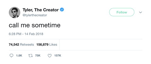 Tyler The Creator call me sometime tweet from Tee Tweets