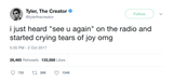 Tyler The Creator crying tears of joy tweet from Tee Tweets