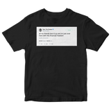 Tyler The Creator here I am with financial freedom tweet on a black t-shirt from Tee Tweets